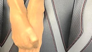 Sexy Tiny Feet in Stocking with Long Toes