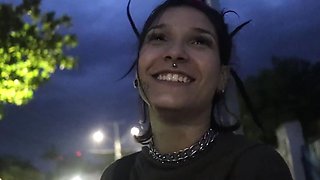 Hot latina got herself a midnight protein drink