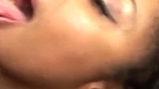 Sexy ebony takes two huge dicks and got both holes fucked