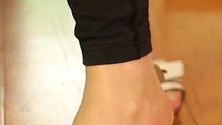 Sheer Nylon Feet in Classic Wooden Mules