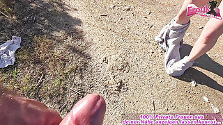 German amateur teen gets fucked outdoors by stranger man