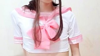 Shemale tranny enjoying solo masturbation