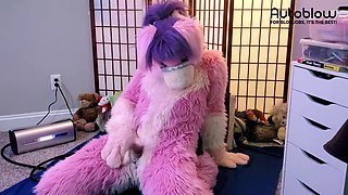 Pink furry Vicky Tart CANNOT GET ENOUGH of VacuGlide.