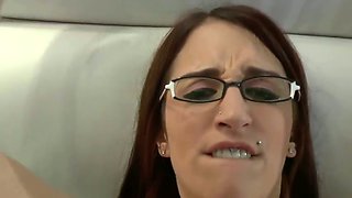 Foureyed slut gets massive facial after I fuck her brutally missionary style