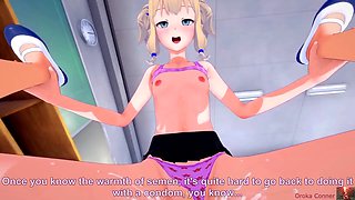 Light-haired hottie Oroka Conner gets caught polishing the table and disciplined by a man in 3D action