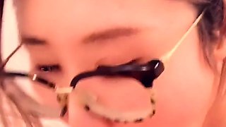 Asian amateur babe give a hot blowjob in POV