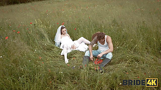 BRIDE4K. She ran away from her fiance to fuck a stranger shepherd outdoors
