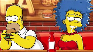 The Simpsons Porn Parody: Sexy Cheating Wife Marge Lets a Black Dude Fuck Her In The Public Toilet