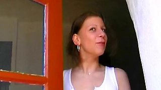 Horny German woman getting filmed while masturbating