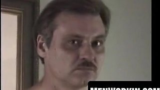 Kinky senior bastard tugs his unshaved schlong solo