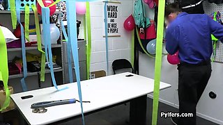 Surprise gangbang party at the security office