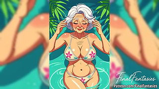 Flirty Animated Grandma in Bikini