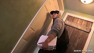 Horny brunette teen Shane Santos gets a big cock