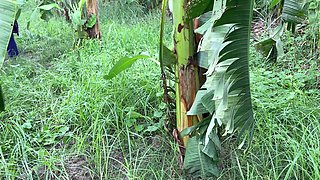 I See My Aunty Going Towards the Banana Plantation, I Followed Her and Hugged Her and Started Fucking Her in the Plantation.