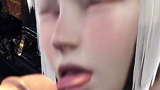 Blonde Mina Slow Tongue Likcking, Deepthroat Cumshot 3D Animation