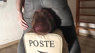 Jeans Breathplay and Slave Orgasm
