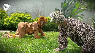 Unapproachable Lioness's lesbian wrestling sex