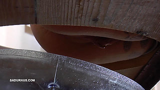 Mistress Cleo Squirts Toilet Water Into the Mouth of the Slave Lying in the Toilet Box