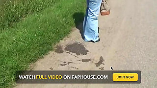 Blonde slut gets her pants wet of piss
