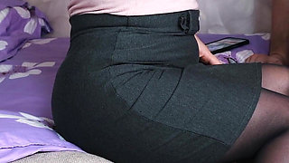 298 Bitch Changed Clothes in Front of You and Got Excited by Your Cock. Should I Let You Cum on Her Tights?