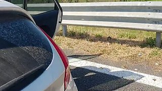 Hot Italian Couple Fucks in Car After Beach Day - Public Sex & Pee Fun