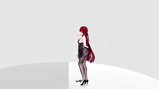Honkai Impact Raiden Mei I'm so Hot Strip Show Hentai Mmd 3D Red Hair Color Edit Smixix