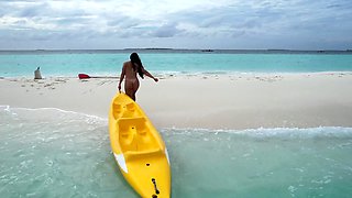 Massive juggs brunette fatty strips and jerks solo