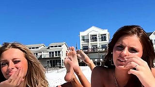 Lesbian college teens outdoors sucking pussy