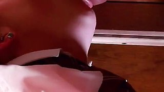 Naughty Schoolgirl Sucks off Anonymous Cock at the Milking Table
