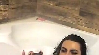 Beautiful Sugar Babe Tight Jeans Teasing and Kinky MILF Games with Mega Orgasm in Bathtub at Home While Smoking
