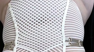 Glamour babe with big boobs masturbates in lingerie