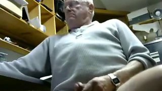 Grandpa cum on webcam