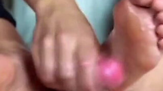 Femdom Edging Handjob and Cum on Feet