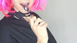 My huge natural tits get a special show with my kitten mask today