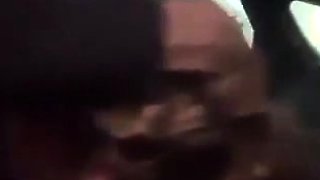 Interracial blowjob outdoors from bikini slut