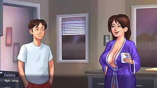 Summer Saga - Beautiful stepmom has kinky sex in the kitchen Debbie