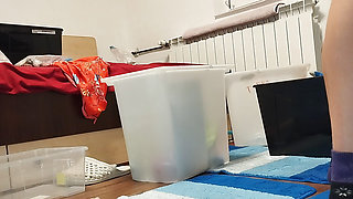 Sexy milf, hairy pussy, big ass, vacuum cleaner in empty house. Latina hairy pussy, big tits, big ass.