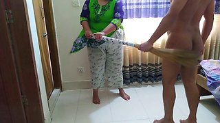 Egyptian maid in hijab with big ass gets fucked by boss's son while cleaning his room