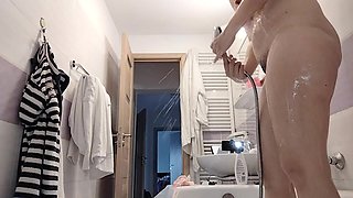 Latina with Big Ass, Hairy Pussy, Big Tits, Big Ass. Horny MILF Strips and Masturbates with Moans.
