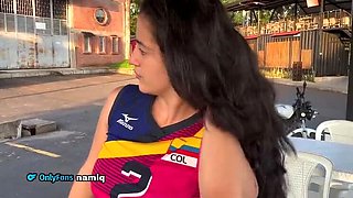 Roxxan the Pro Volleyball Player Gets Fucked Hard in Public Bathroom - Creampie, Big Ass, Squirting MILF