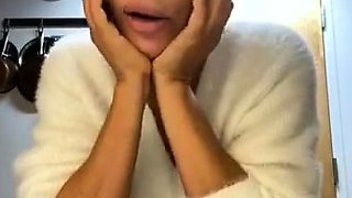 Glamour babe with big boobs masturbates in lingerie