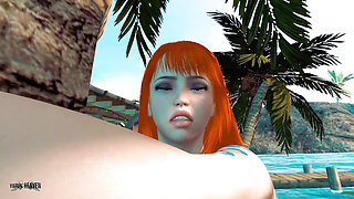 Nami relieving stress at the beach - 3D Animation by VirtualHeaven