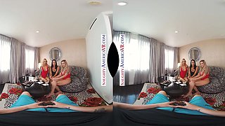 Super-Naughty America - 3 molten honeys go to town on the lifeguard's dick