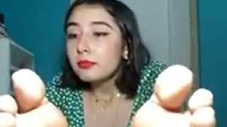 Latina teased her feet on live: Amateur, Babe  Solo Porn