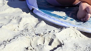 First Time on the Beach - Chubby MILF Masturbating Outdoors