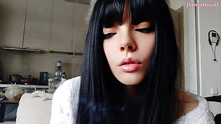 Goth Babe Smoking in bathrobe (ask me for full vid)