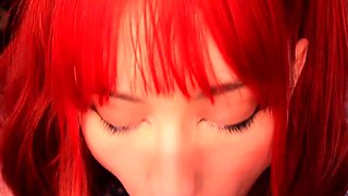 Redhead Maci May sucking a big cock off POV