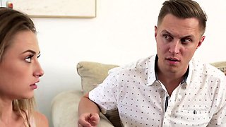 Family group romping with skinny doll Kyler Quinn