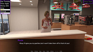 Old Man Masturbates Without A Shame in Food Store & Asking Panties From Sissy Rosie