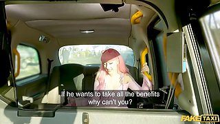 Freaky minx in pink gets dumped and lets cabbie her bald pussy